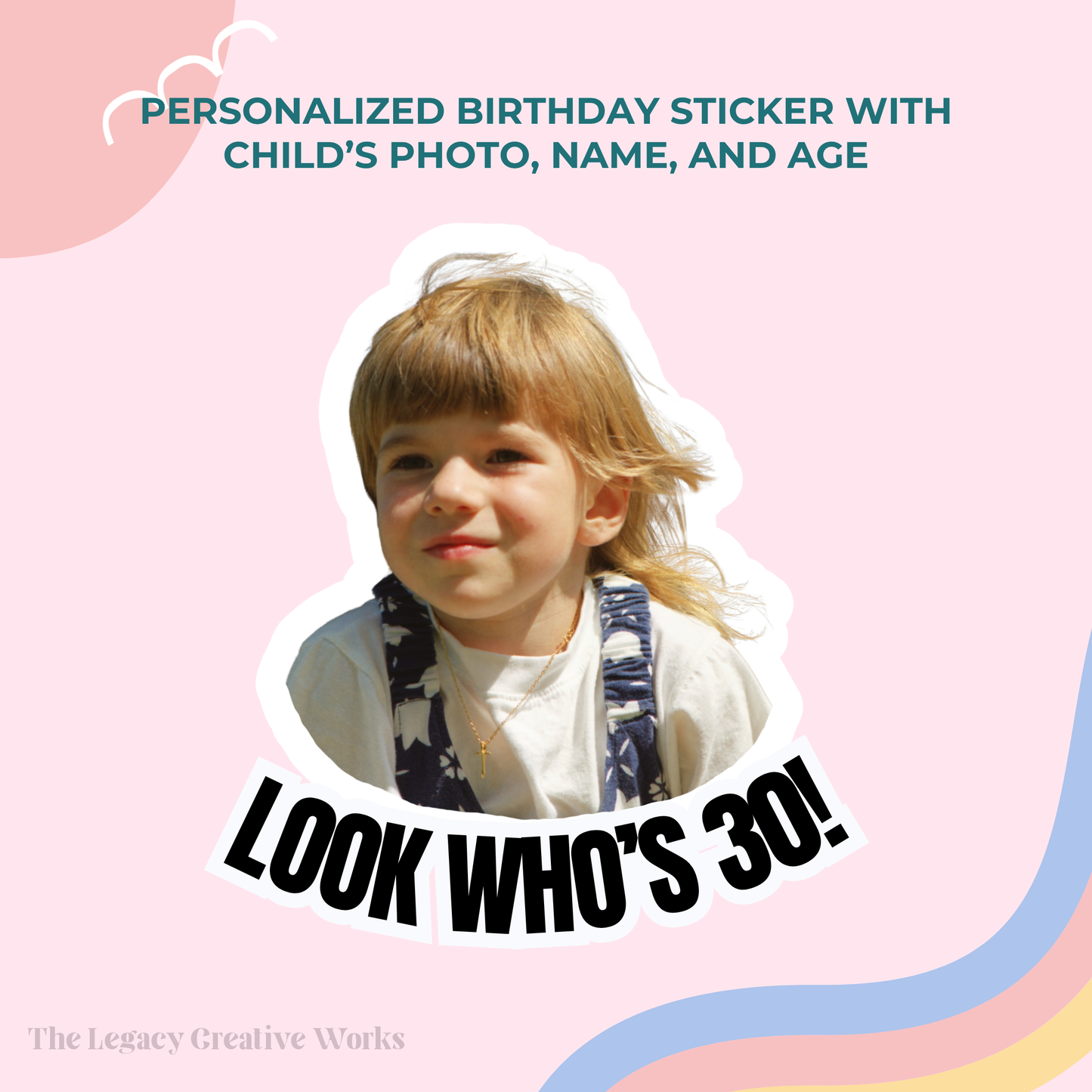 Personalized “Look Who’s Turning…” Face Sticker" – Custom Photo Birthday Stickers (Any Age)