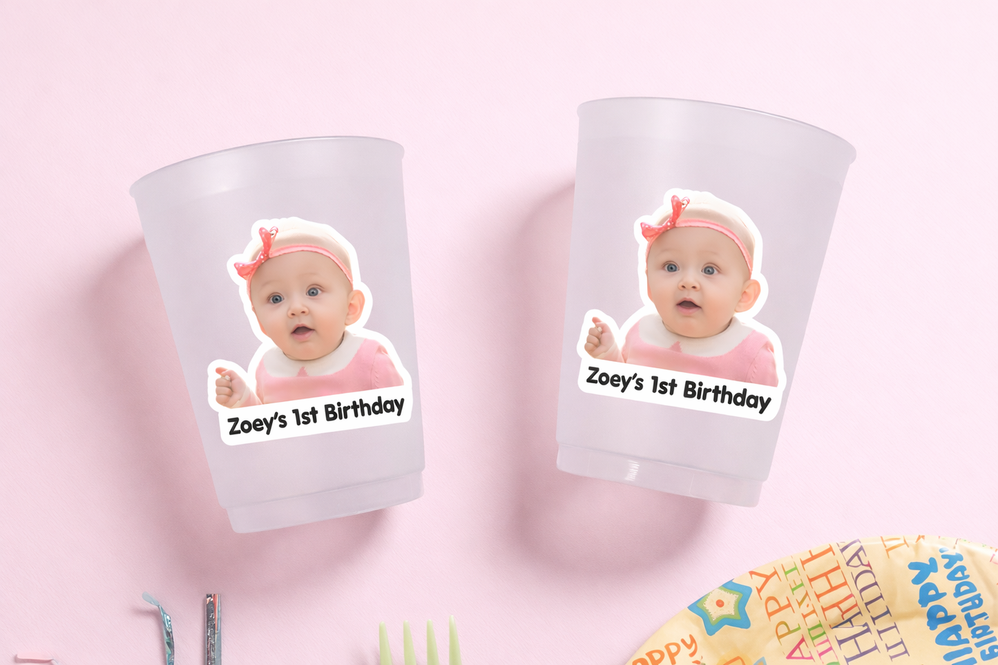 Personalized Birthday Face Stickers – Custom Photo, Name & Age