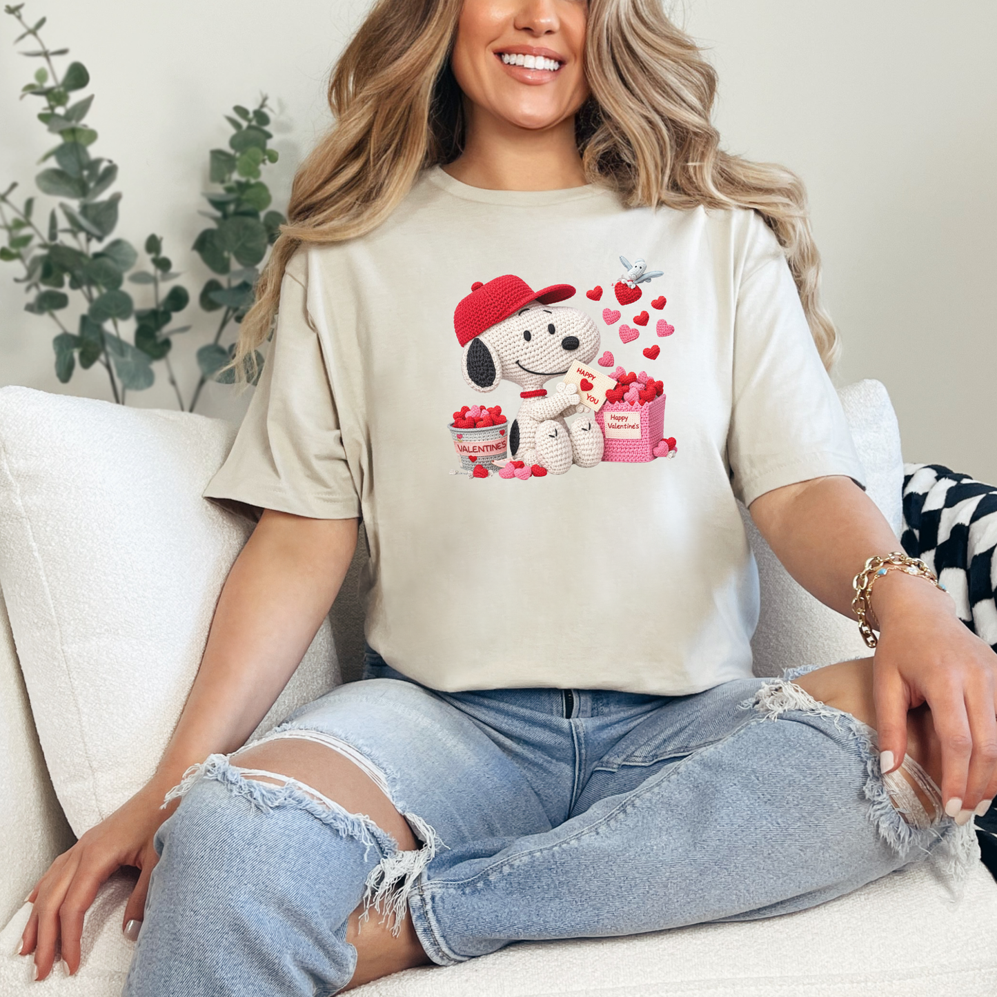 Cute Crochet Puppy Valentine T-Shirt | Cozy Handmade Style Dog