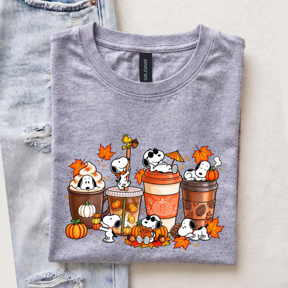Snoopy, Pumpkin, Coffee, and Friends Fall T-shirt