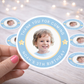 Personalized Blue Birthday Thank You Stickers – Custom Photo, Name & Age Party Favor Stickers