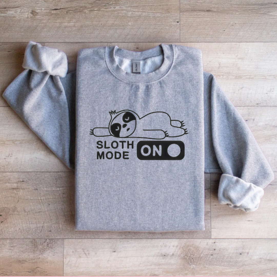Sloth Mode ON Sweatshirt - Cozy Sloth Lover Crewneck