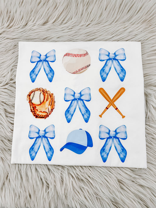Blue Bow Baseball Sweatshirt – Cute Sports Lover Pullover | Cozy & Stylish
