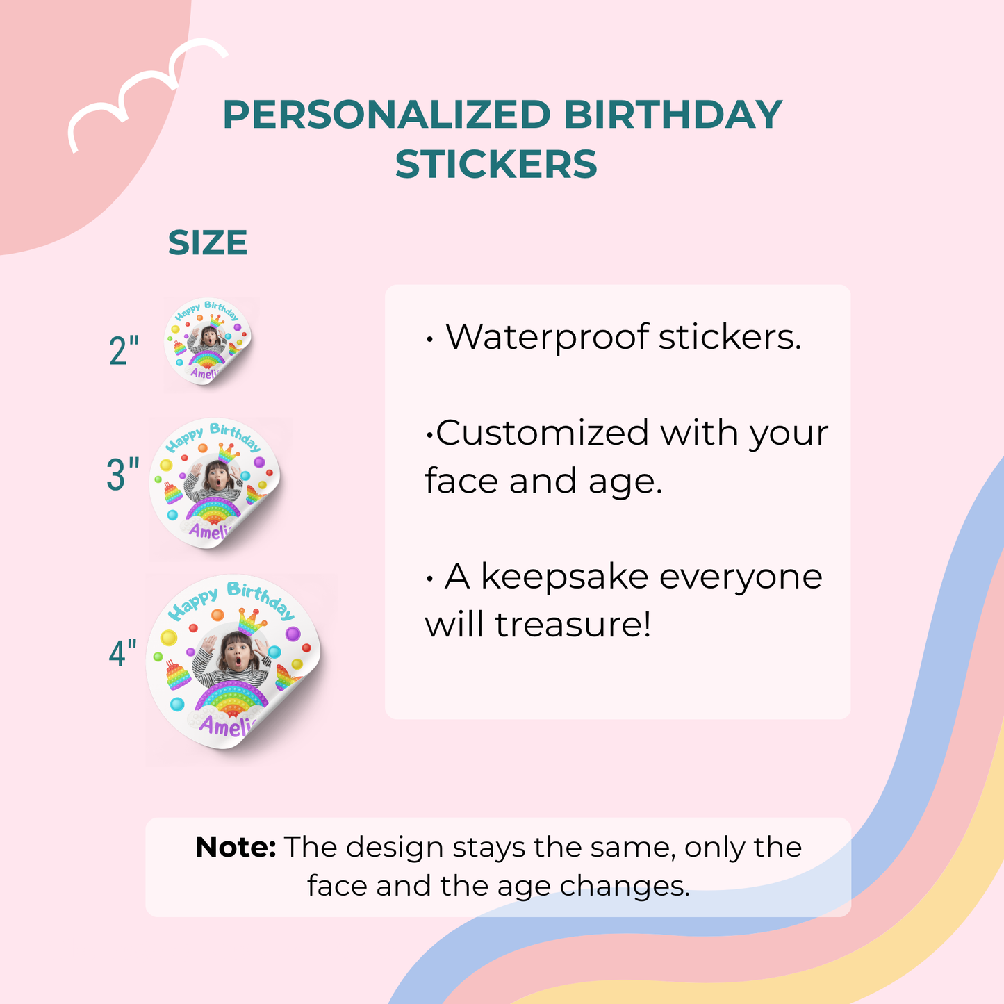 Personalized “Look Who’s Turning…” Face Sticker" – Custom Photo Birthday Stickers (Any Age)