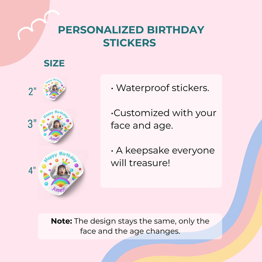 Personalized “Look Who’s Turning…” Face Sticker" – Custom Photo Birthday Stickers (Any Age)